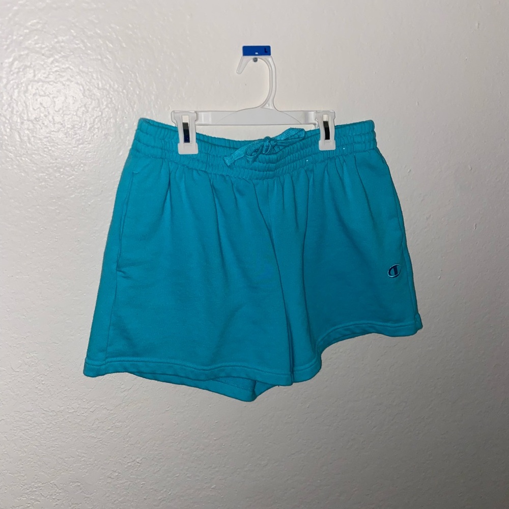 Baby blue champion stretch sweat shorts retro streetwear hucci daddy bottoms